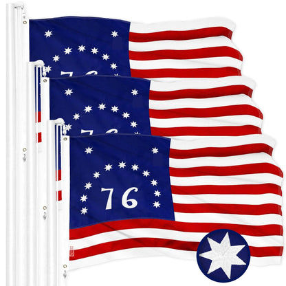 G128 3 Pack: Bennington 76 Flag  4x6 Ft  ToughWeave Series Embroidered 300D Polyester  Historical Flag, Embroidered Design, Indoor/Outdoor, Brass Grommets