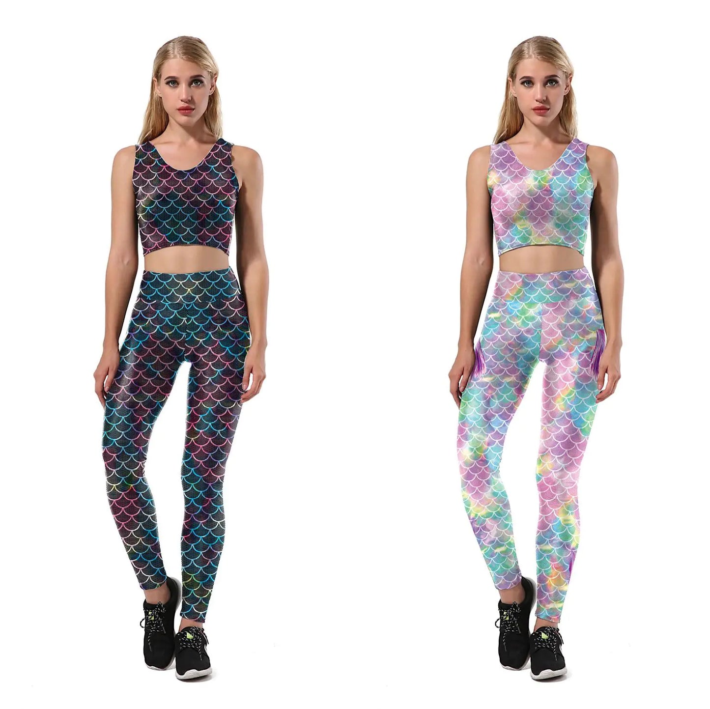 Mermaid Print Yoga Outfit