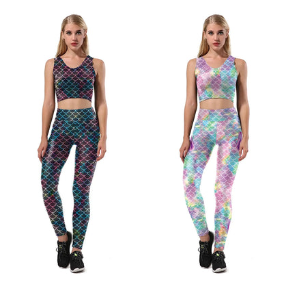 Mermaid Print Yoga Outfit