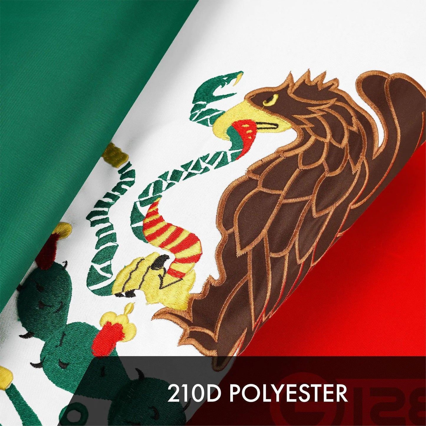 G128 3 Pack: Mexico Mexican Flag  4x6 Ft  ToughWeave Series Embroidered 300D Polyester  Country Flag, Embroidered Design, Indoor/Outdoor, Brass Grommets