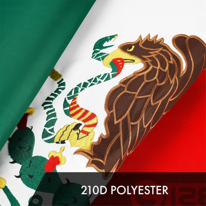 G128 3 Pack: Mexico Mexican Flag  4x6 Ft  ToughWeave Series Embroidered 300D Polyester  Country Flag, Embroidered Design, Indoor/Outdoor, Brass Grommets