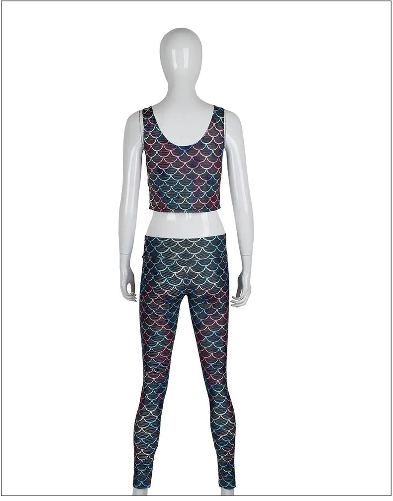 Mermaid Print Yoga Outfit