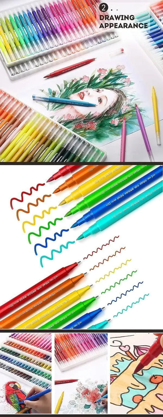 Colored Pens Dual Brush Markers 12 Vibrant Water Based Markers for Smooth Creations Drawing Pens with Precision Tips for Versatile Artwork   Ideal for Artists Students & More